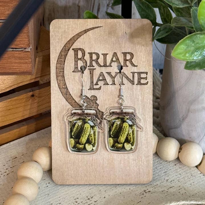 Briar layne - Wholesale Dangle Earrings - Pickle Themed Jar Earrings for Pickle Lovers 0