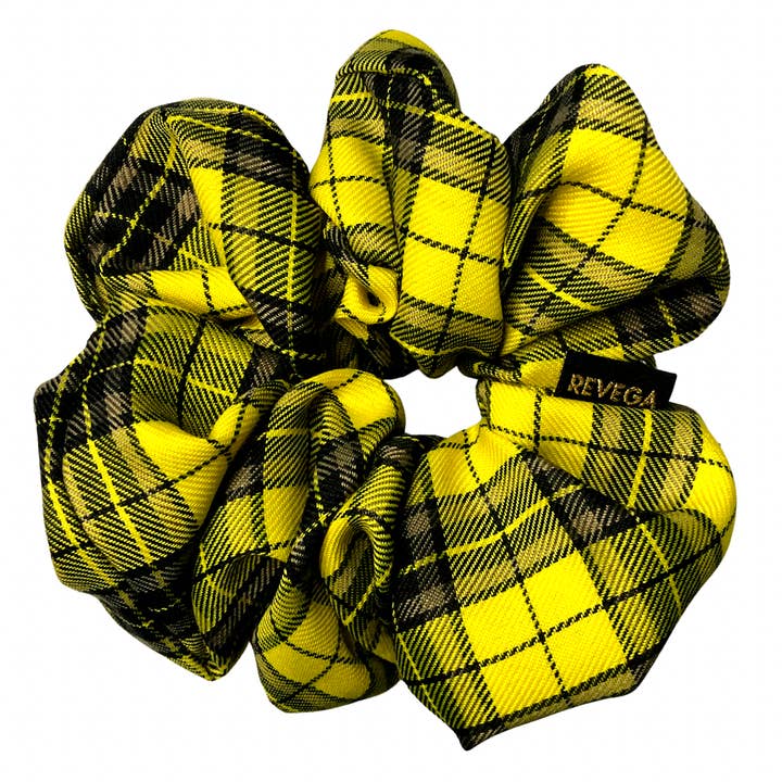 Oversized Scrunchie - Tartan Yellow for wholesale by Revega
