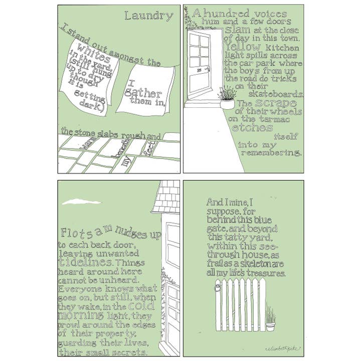 Lavandaria, Estampado Maternidade Poema, Estampado Lettered por atacado de Little Bird Editions