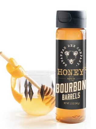 Bourbon Barrel Honey Plastic Squeeze Bottle 12 oz for wholesale by Savannah Bee Company