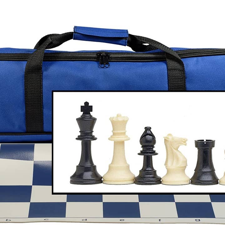 Tournament Chess Set with Electric Blue Bag - 3.75 Inch King for wholesale by Wood Expressions