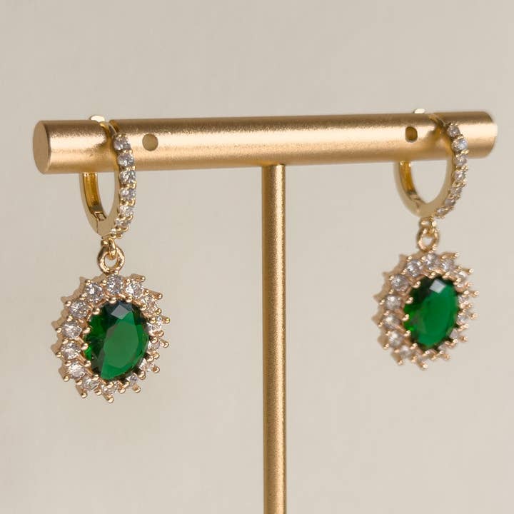 Clay & Fern Co. - Wholesale Huggie Earrings - Emerald Huggies0