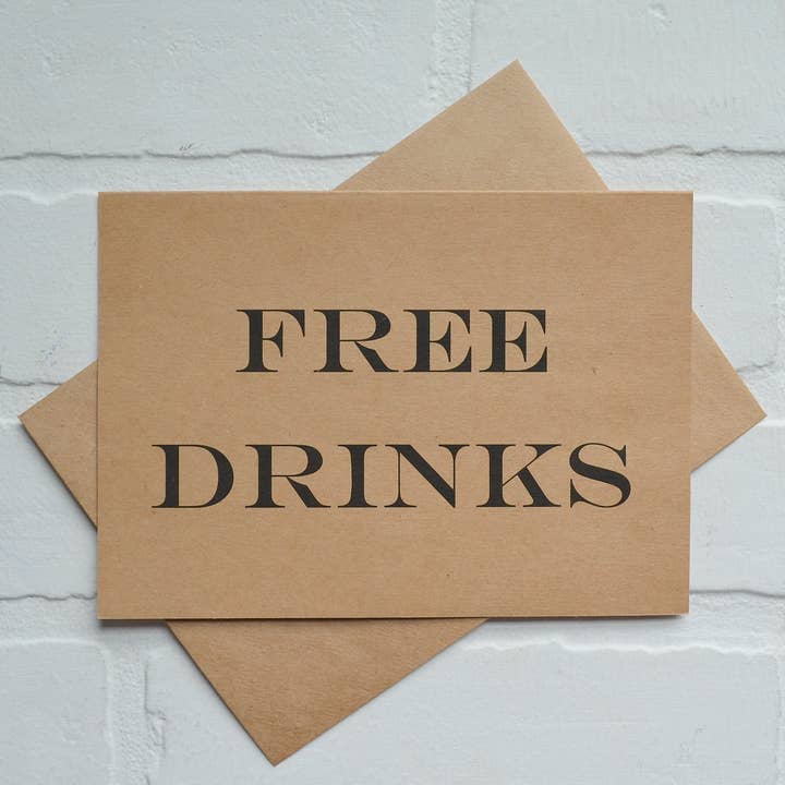 Free Drinks | groomsmen proposal card | wedding party for wholesale by This & That Creations, INC.