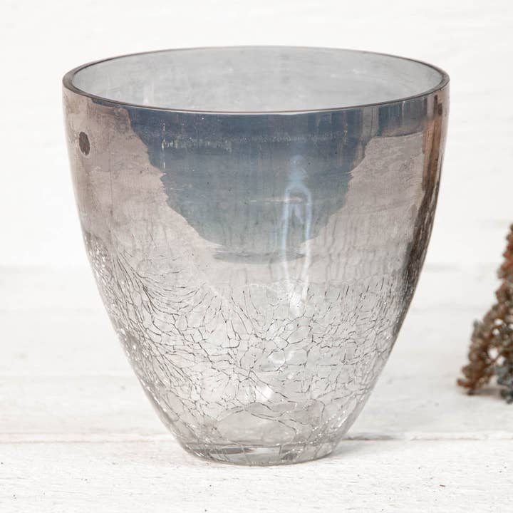 Blå Knäckt Glas Vas - H.13cm för wholesale av Antikas