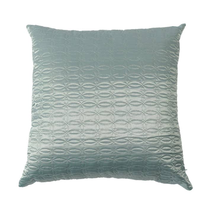 Quilted Silk-Stan Pillow with Leaf Embroidery mint for wholesale by DECO DECOR