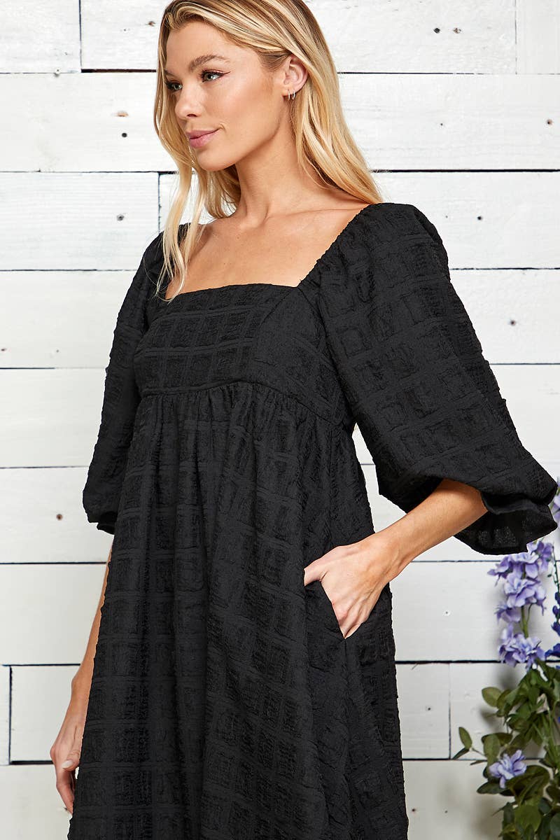 Sweet Lemon – wholesale Dress – Women's – EMBOSSED SQUARE NECK BABYDOLL DRESS10