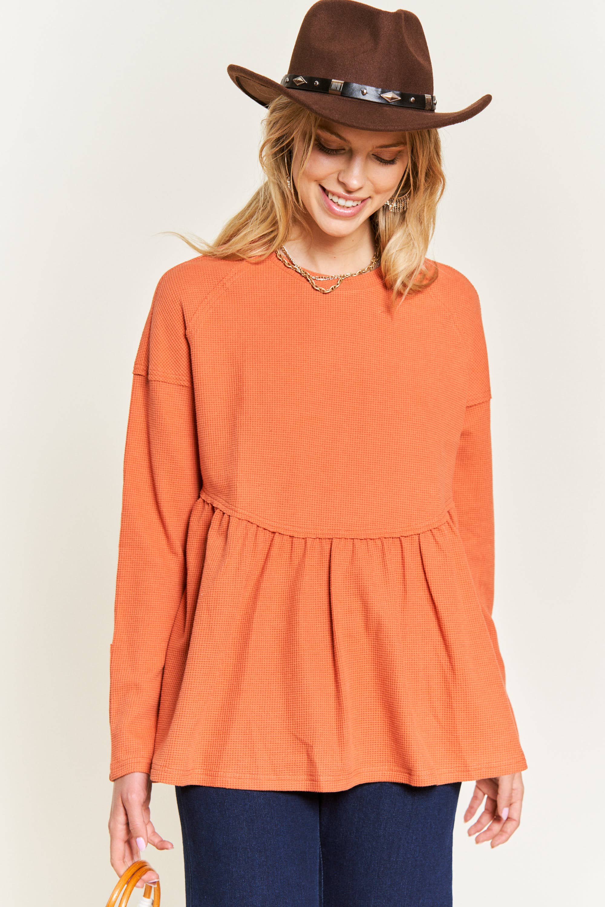 JADE BY JANE - Vendita all'ingrosso Felpa - Donna - Pullover in tessuto a maglia waffle JJT5045 19