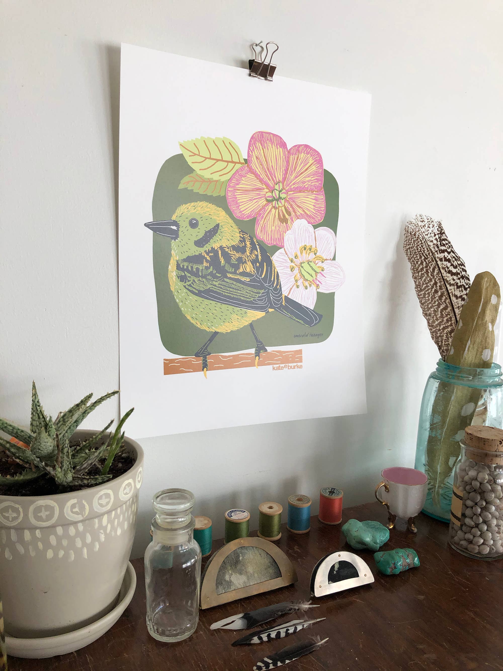 Kate E. Burke - Wholesale Art Print - Bird Series: Emerald Tanager 11x14 Digital Print2