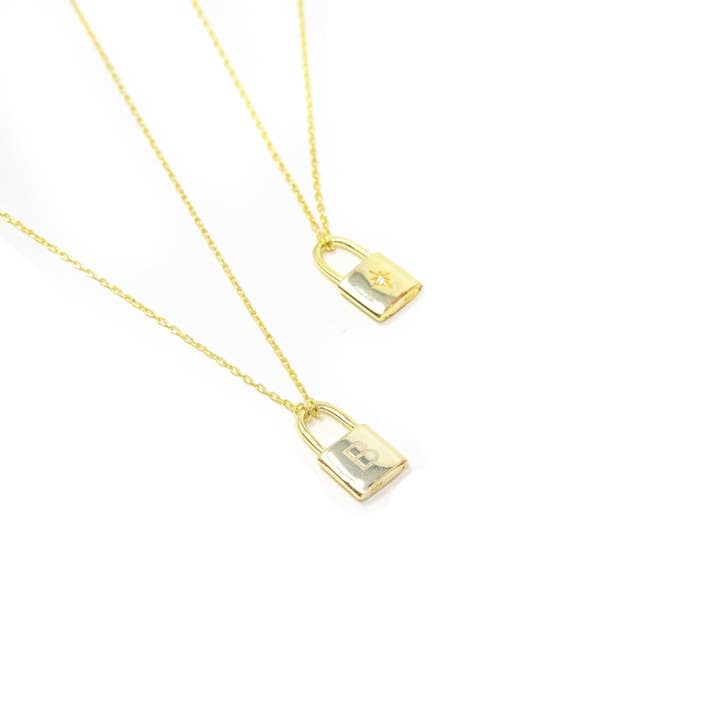 The Sweetest Lock Initial Necklace - Reversible for wholesale by The Sis Kiss