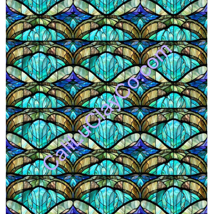 CaliLu Clay Co. - Wholesale Craft Supplies - Aqua Stained Glass MULTI Pattern Polymer Clay Water-Soluble Transfer Sheet / Tattoo Paper