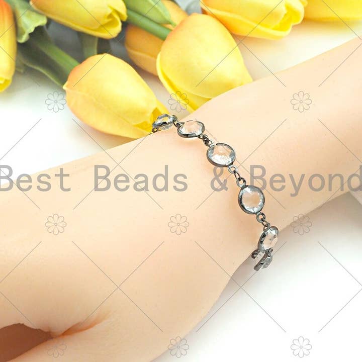 BestBeads&Beyond - Wholesale Beaded/pearl necklace - Clear Crystal Rosary Bezel Chain, 8mm beads size, Clear Crystal beaded Rosary Chain, Boho Jewelry Chains, wholesale chain, sku#V944