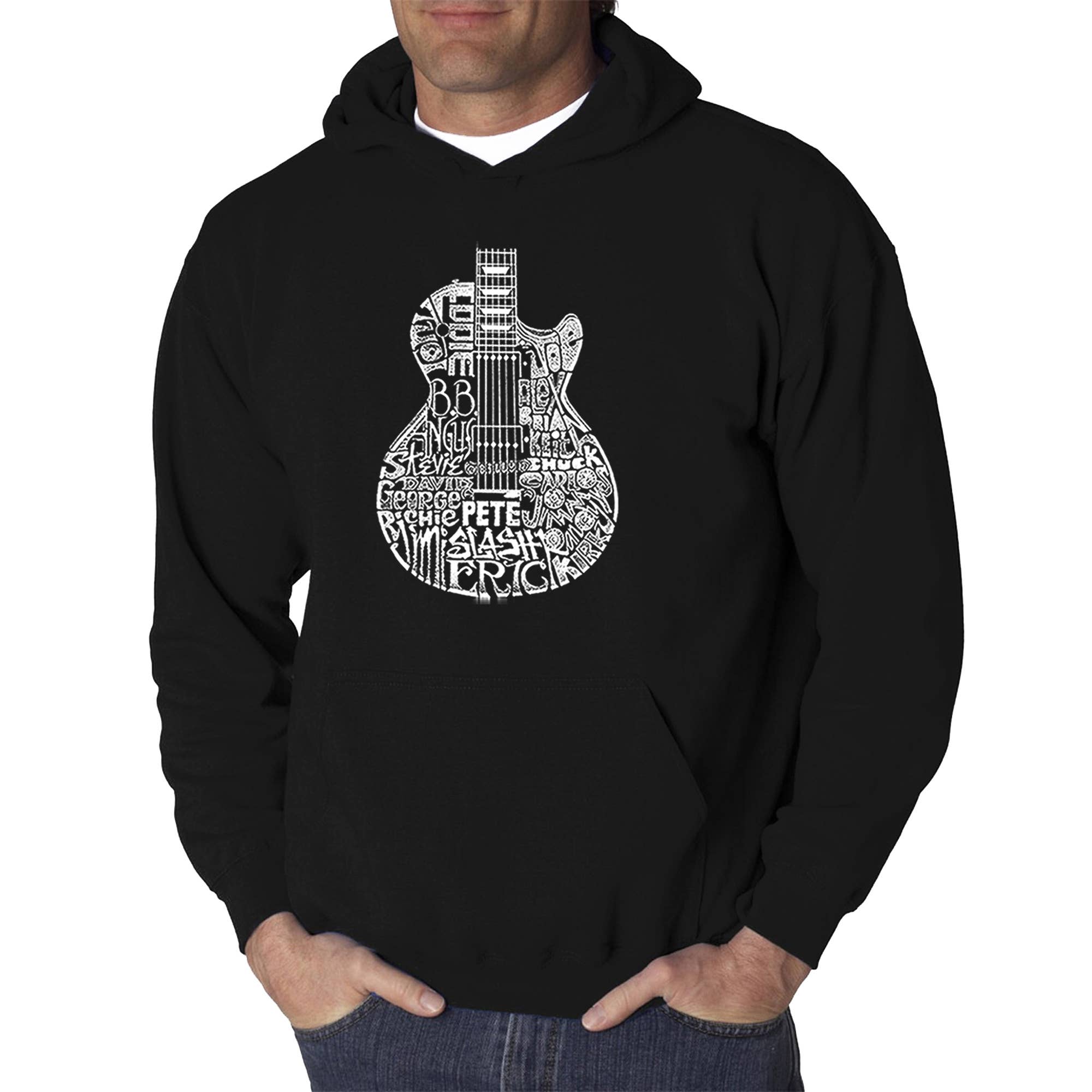 LA Pop Art – wholesale Hoodie - Herr – Herr Word Art Huva Sweatshirt - Rock Gitarr Huvud0