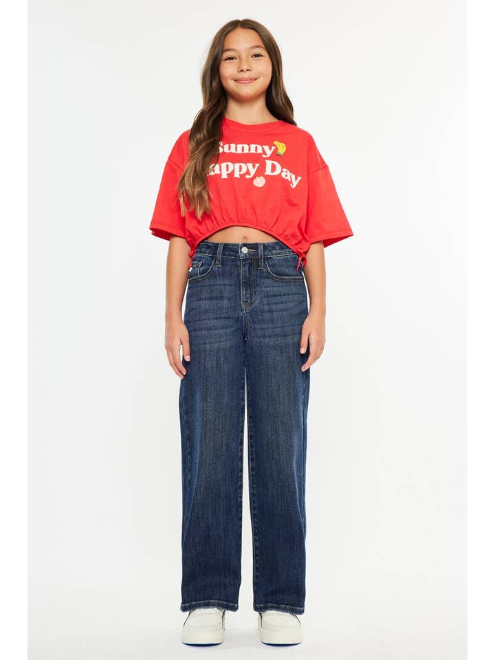 SCURO JEANS A GAMBA LARGA A VITA ALTA YOUTH OPEN PACK-YC20030D in vendita all'ingrosso su Faire5