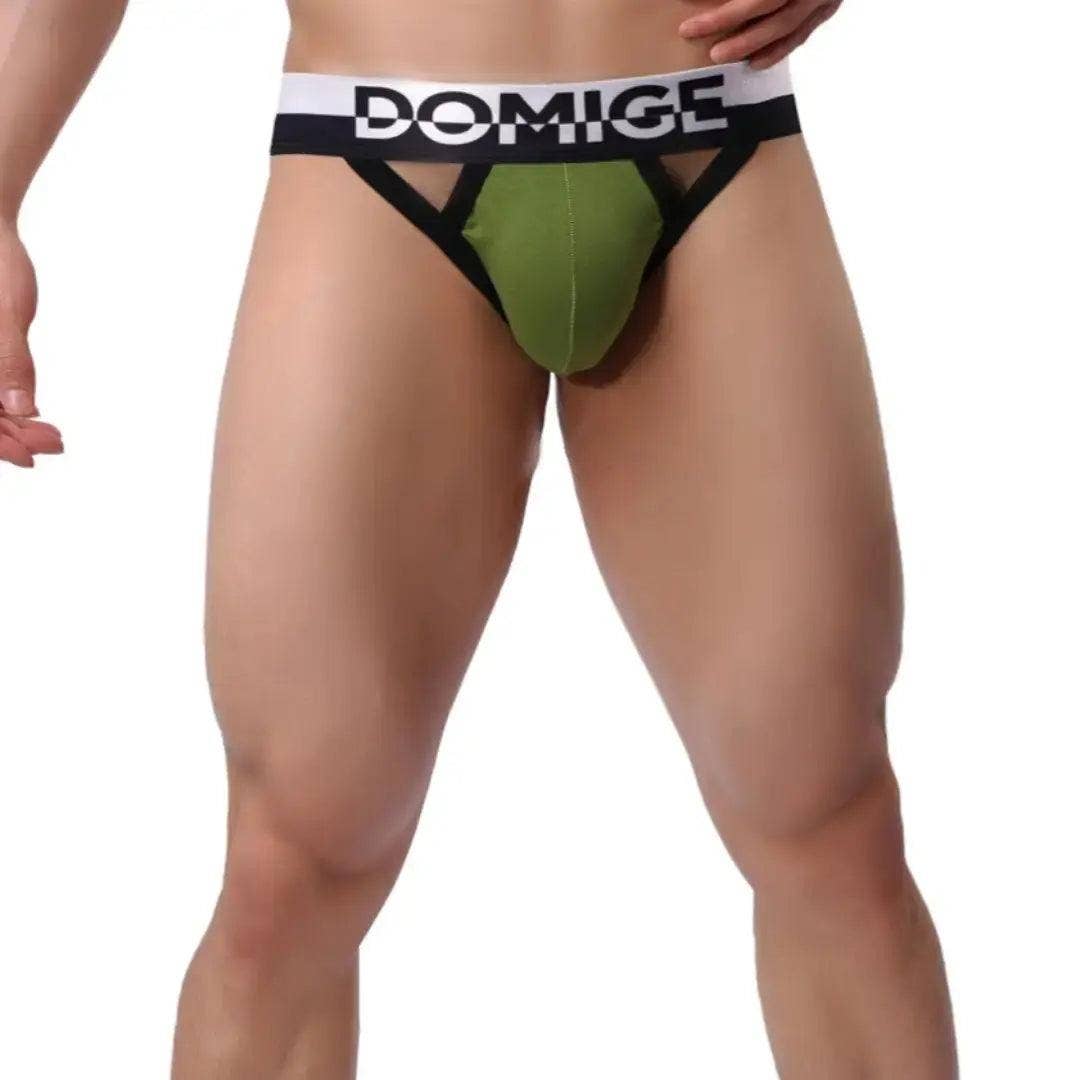DomiGe - Wholesale Underwear - Men's - Men's Cotton Stretch Jockstraps with Silver Logo Waistband - Engineered Male Thongs6