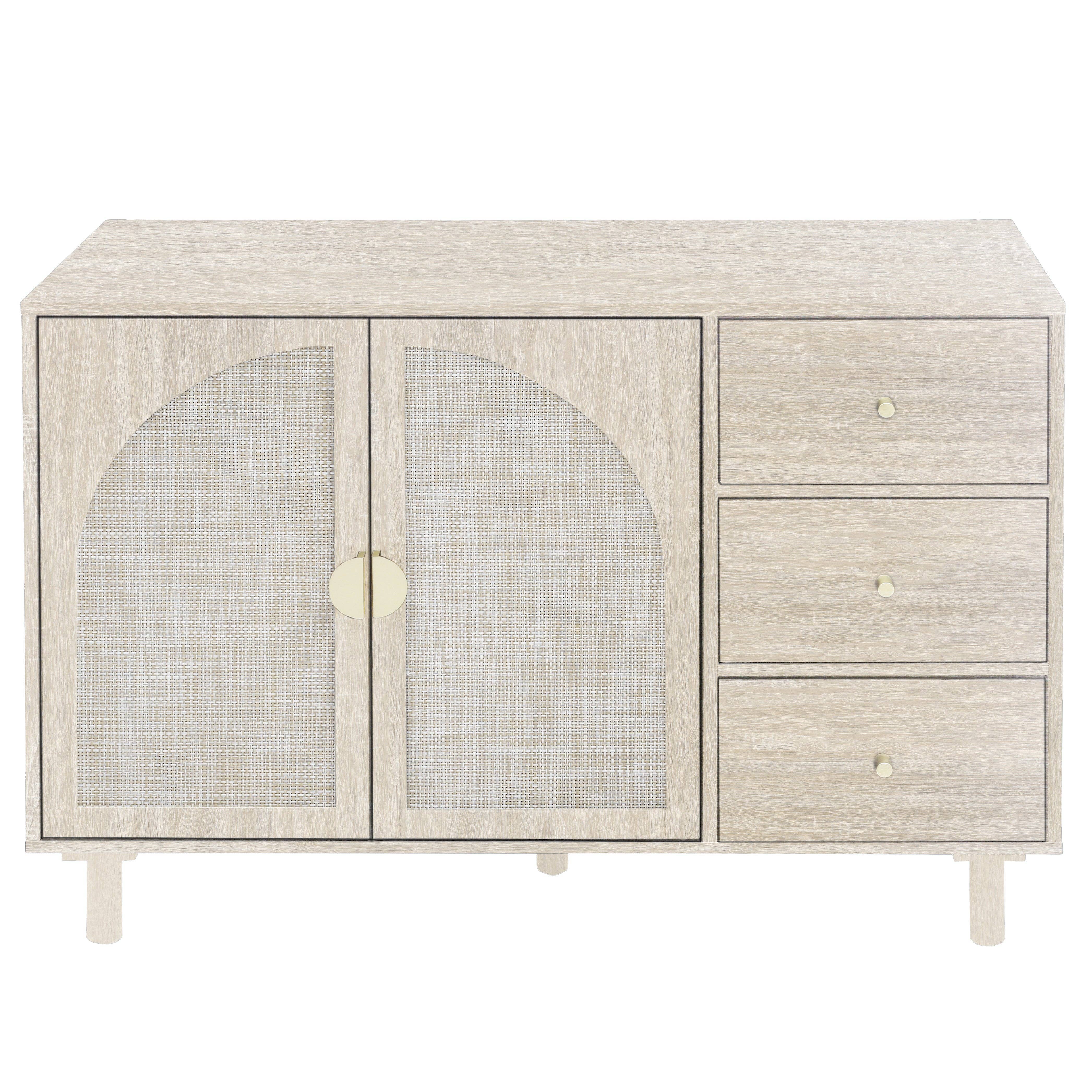 Orange County Decor - Wholesale Cabinet - 2 Door 3 Drawer Cabinet, Suitable For Bedroom, Living Room, Study Natural Mdf9