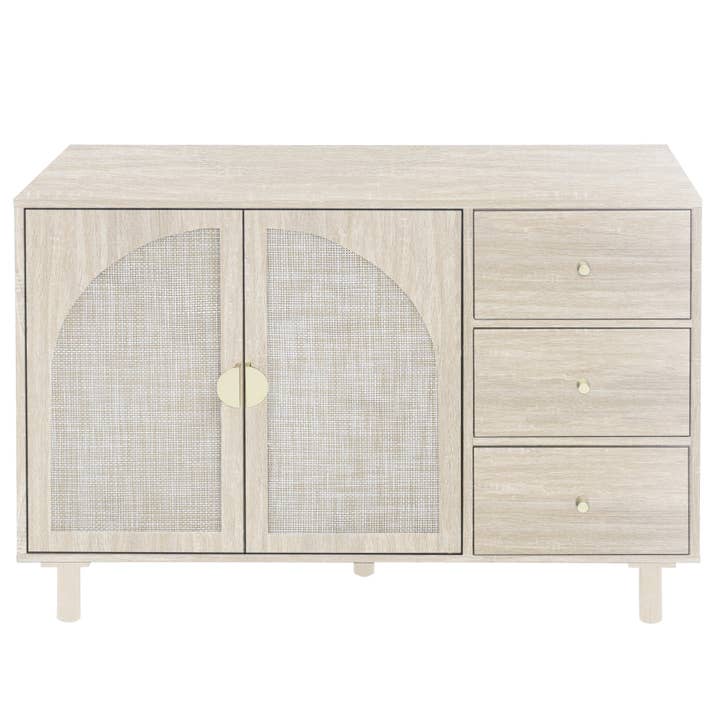 Orange County Decor - Wholesale Cabinet - 2 Door 3 Drawer Cabinet, Suitable For Bedroom, Living Room, Study Natural Mdf9