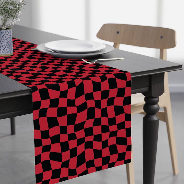 Red and Black Checkerboard Paper Table Runner for wholesale by Hey Y'all Party