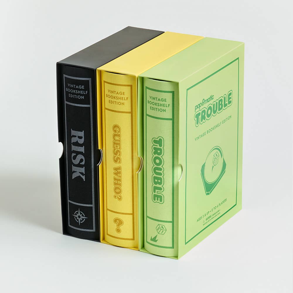 WS Game Company - Wholesale Board Game - Vintage Bookshelf Assortment: Guess Who?, Risk, Trouble