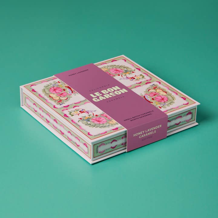 Le Bon Garcon - Caramels - Wholesale Caramel - Honey Lavender Caramels, Pink Floral Gift Box 6oz0