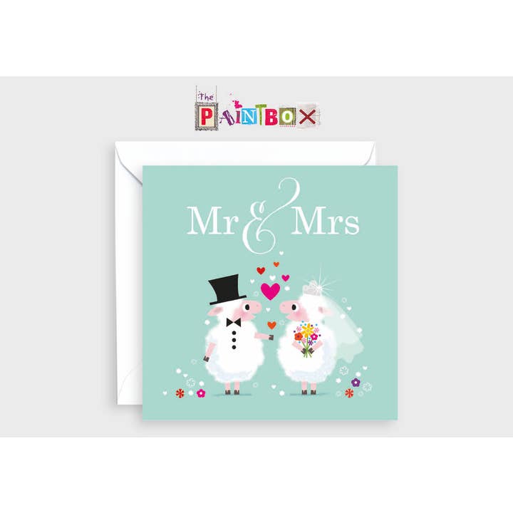 Cartões de Felicitações Sr. & Sra. Welsh x6 - Ovelhas a casar-se por atacado de The Paintbox