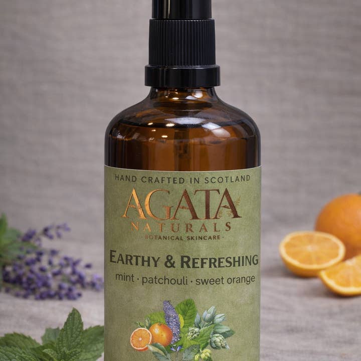 Earthy Body Oil with Mint, Patchouli & Citrus-Herbal Blend for wholesale by Agata Naturals Ltd