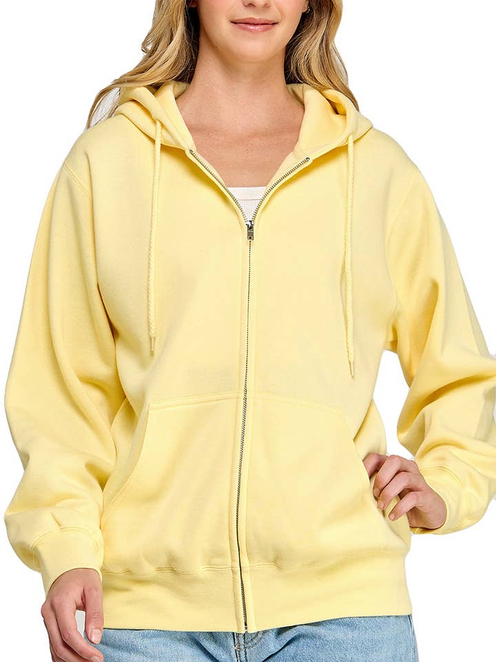 Oversized Fleece Boyfriends Fit Zip Up Jacket for wholesale by Vanilla Monkey