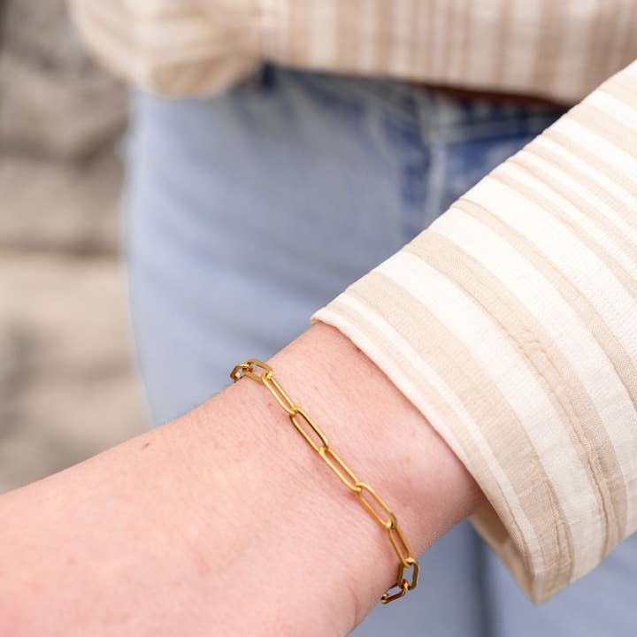 Spiffy & Splendid - Wholesale Link & Chain Bracelet - Luxe Gold Paper Clip Bracelet1