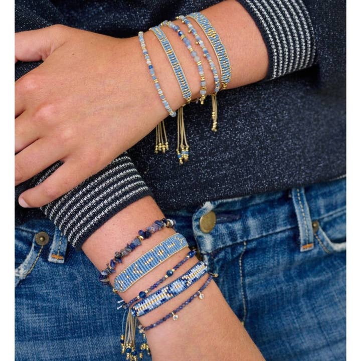 Boho Betty - Wholesale Beaded Bracelet - Harmony Gold & Blue Aventurine Gemstone Bead Bracelet1