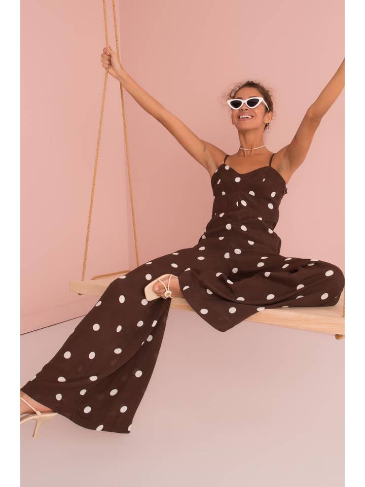 BSL – wholesale Jumpsuit - Dam – Brun öppen rygg fastspänd jumpsuit