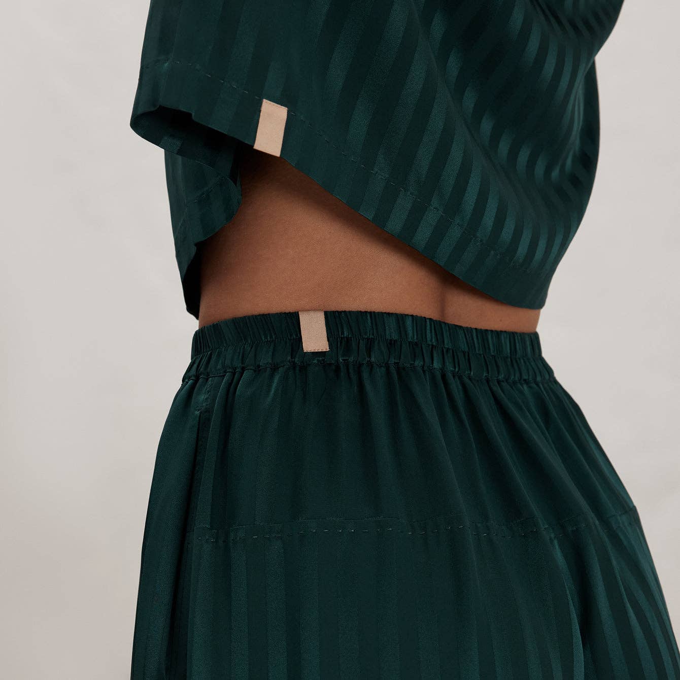 Washable Silk Striped Jacquard High Rise Pant Set for wholesale on Faire3