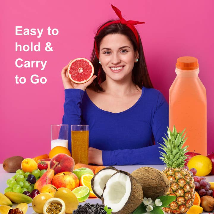 EcoQuality - Wholesale Milk/juice bottle - 32Oz Empty Plastic Juice Bottles with Tamper Evident Caps6