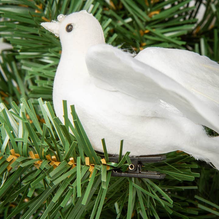 Factory Direct Craft - Wholesale Artificial Flowers - 5-1/2" Artificial White Dove Birds with Clips (Pack of 12 )3