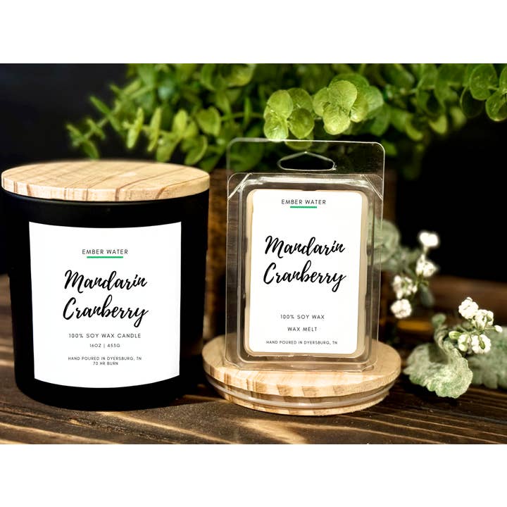 Ember Water - Wholesale Jar/Filled Candle - Mandarin Cranberry 16 oz 100% Soy Candle