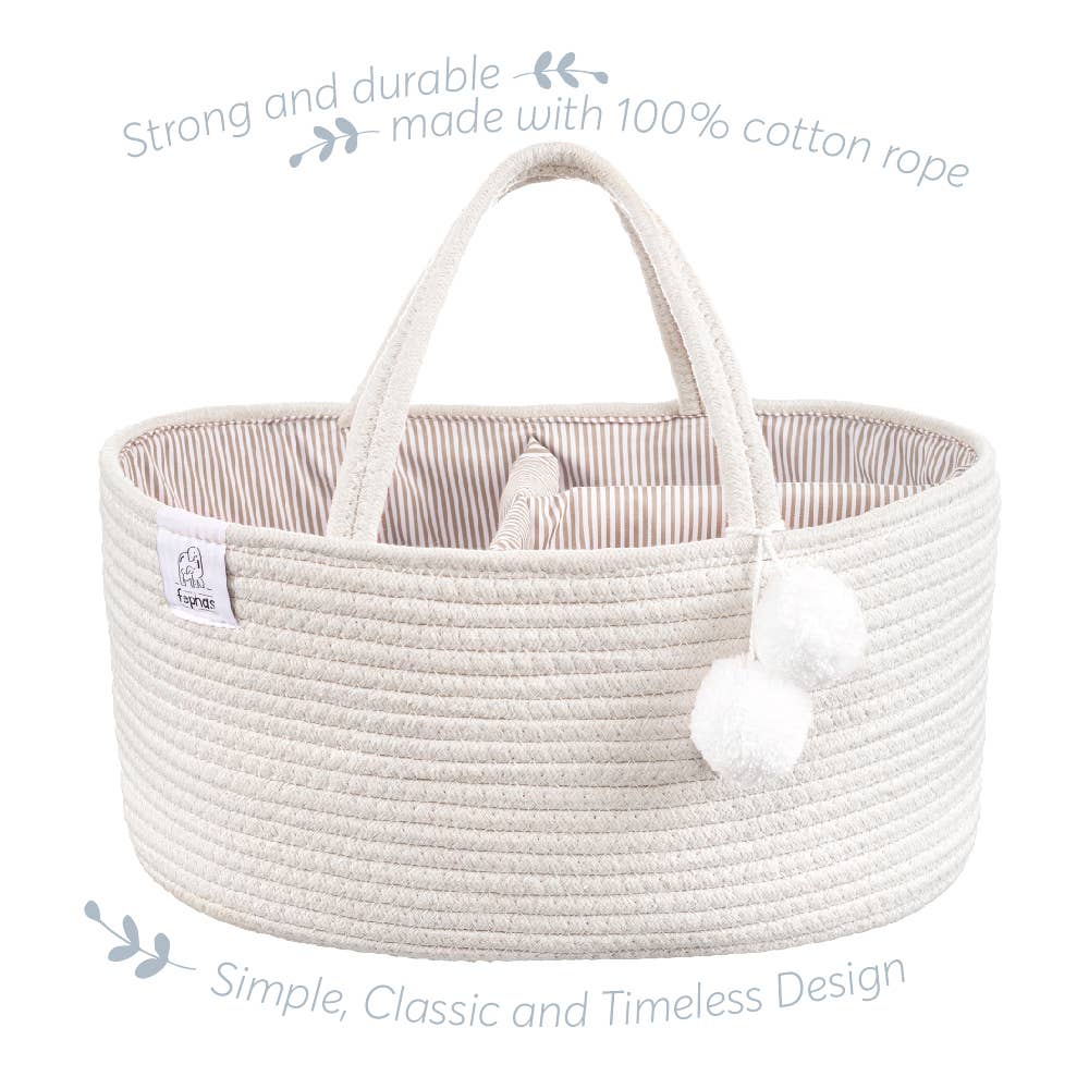 Fephas – wholesale Nappy caddy – Baby – Rope Diaper Caddy- Off-white5