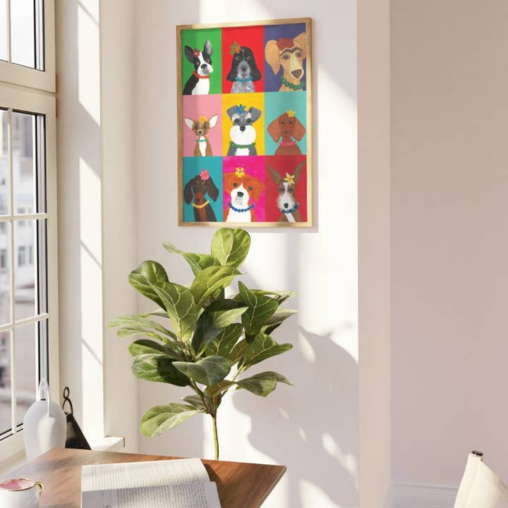 Fun Dog Print 9 Pups Limited Edition Print for wholesale by Pup Goes The Easel