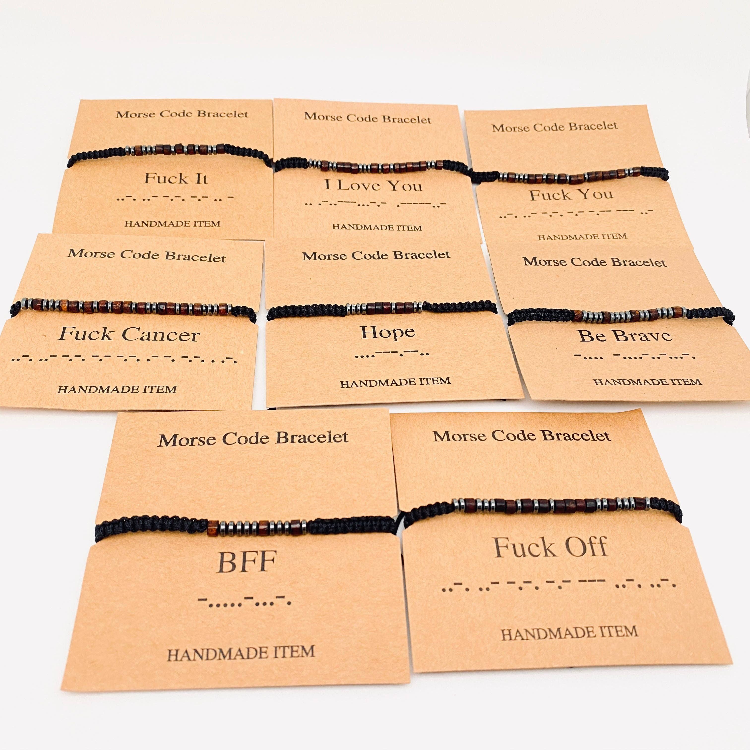 Mio Queena - Wholesale Woven/Braided Bracelet - Multi-style Hand-woven Wood Bead Morse Code Bracelet27