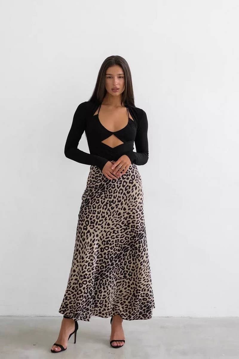 NINEXIS - Wholesale Skirt - Women's - CWBLS00717_LEOPARD PRINT SATIN HIGH WAIST MAXI SKIRT6