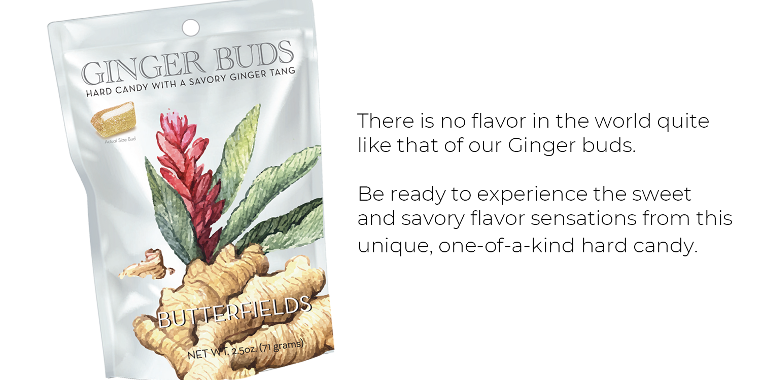 Butterfields Candy - Wholesale Zuigsnoepjes - Ginger Buds harde snoepjes 70 g2
