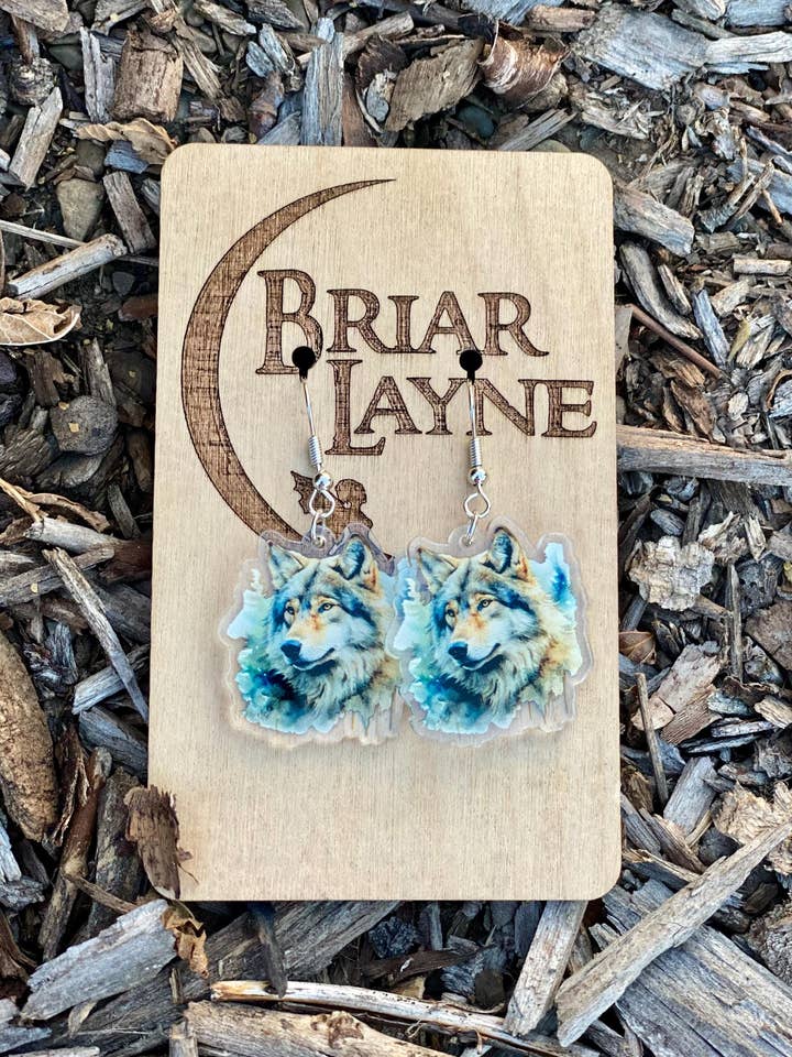 Wolf Earrings - Timber, Tundra, Tribal, Northwestern Styles for wholesale by Briar layne