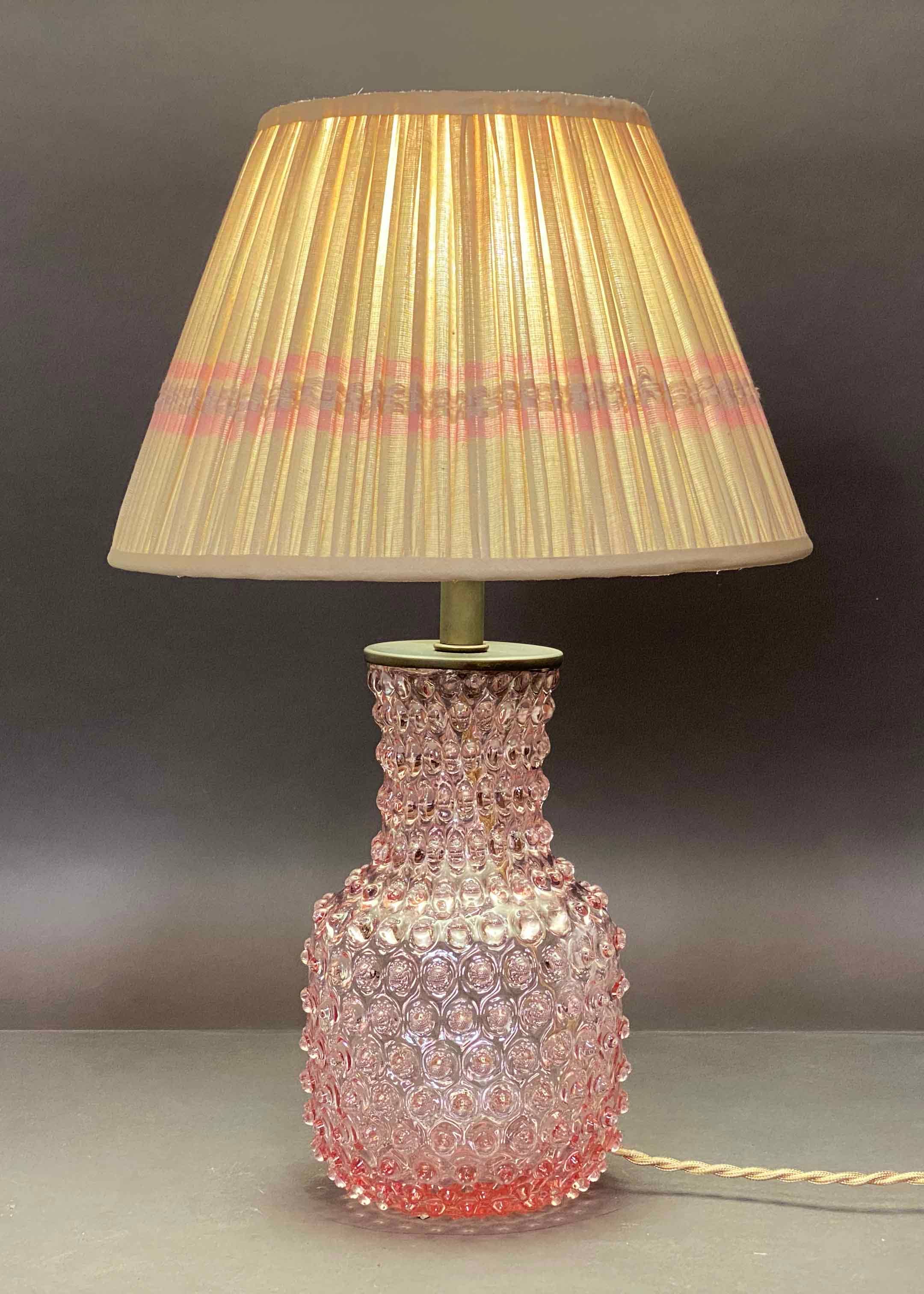 Samarkand Design - Wholesale Accent/Desk Lamp - Anika Pink Hobnail Glass Lamp Base2