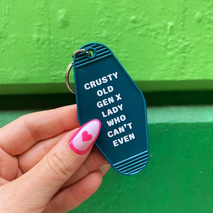 GetBullish - Wholesale Keychain - Women's - BULK PACK of 60 Crusty Old Gen X Lady Motel Keychain1