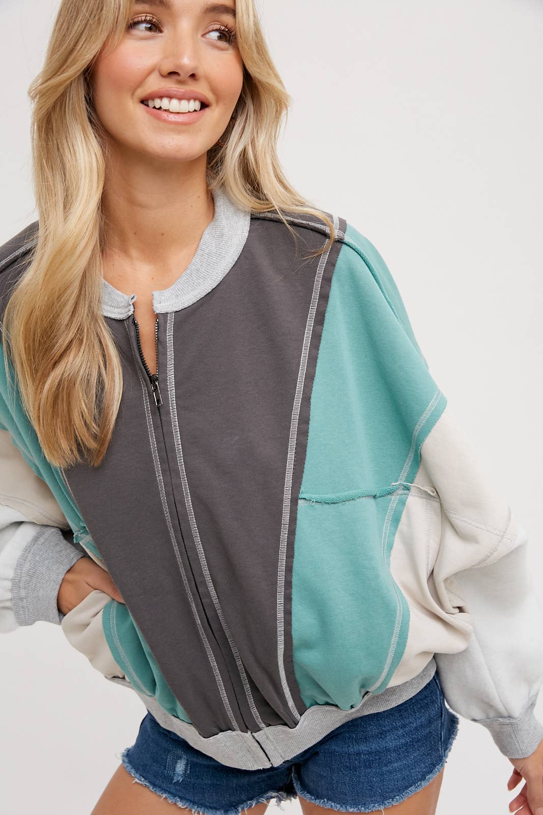 Bluivy - Wholesale Bomber Jacket - Women's - COLOR BLOCK BOMBER JACKET1
