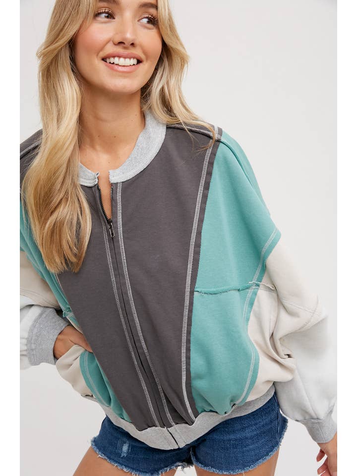 Bluivy - Wholesale Bomber Jacket - Women's - COLOR BLOCK BOMBER JACKET1