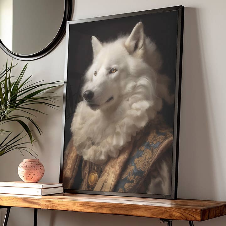Ink & Drop - Wholesale Art Print - White Wolf Animal Portrait Art Print Poster