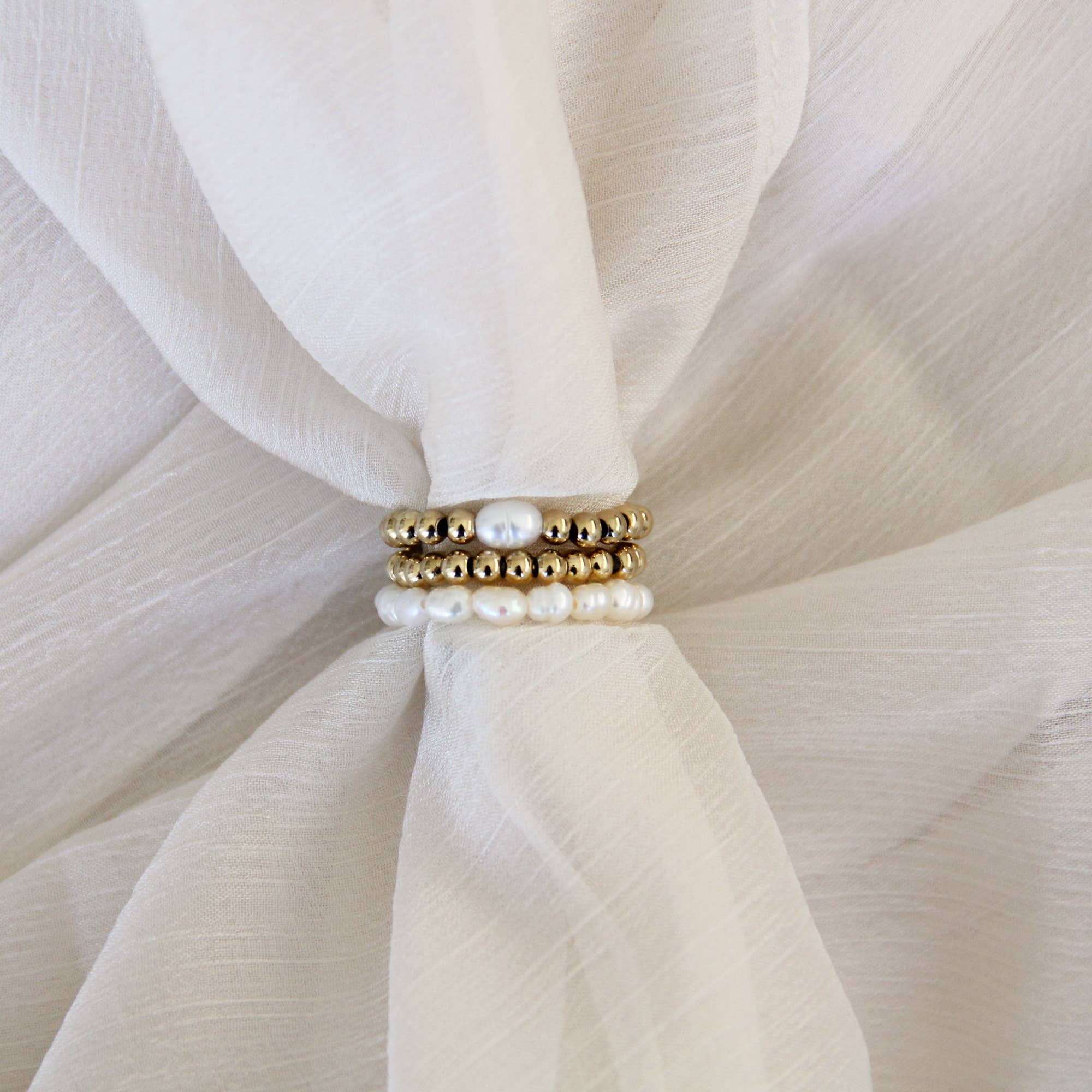 MAIVE - Wholesale Band/Stacked Ring - Freshwater Pearl or Bead Ring3