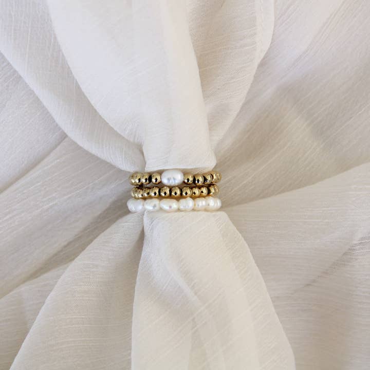 MAIVE - Wholesale Band/Stacked Ring - Freshwater Pearl or Bead Ring3