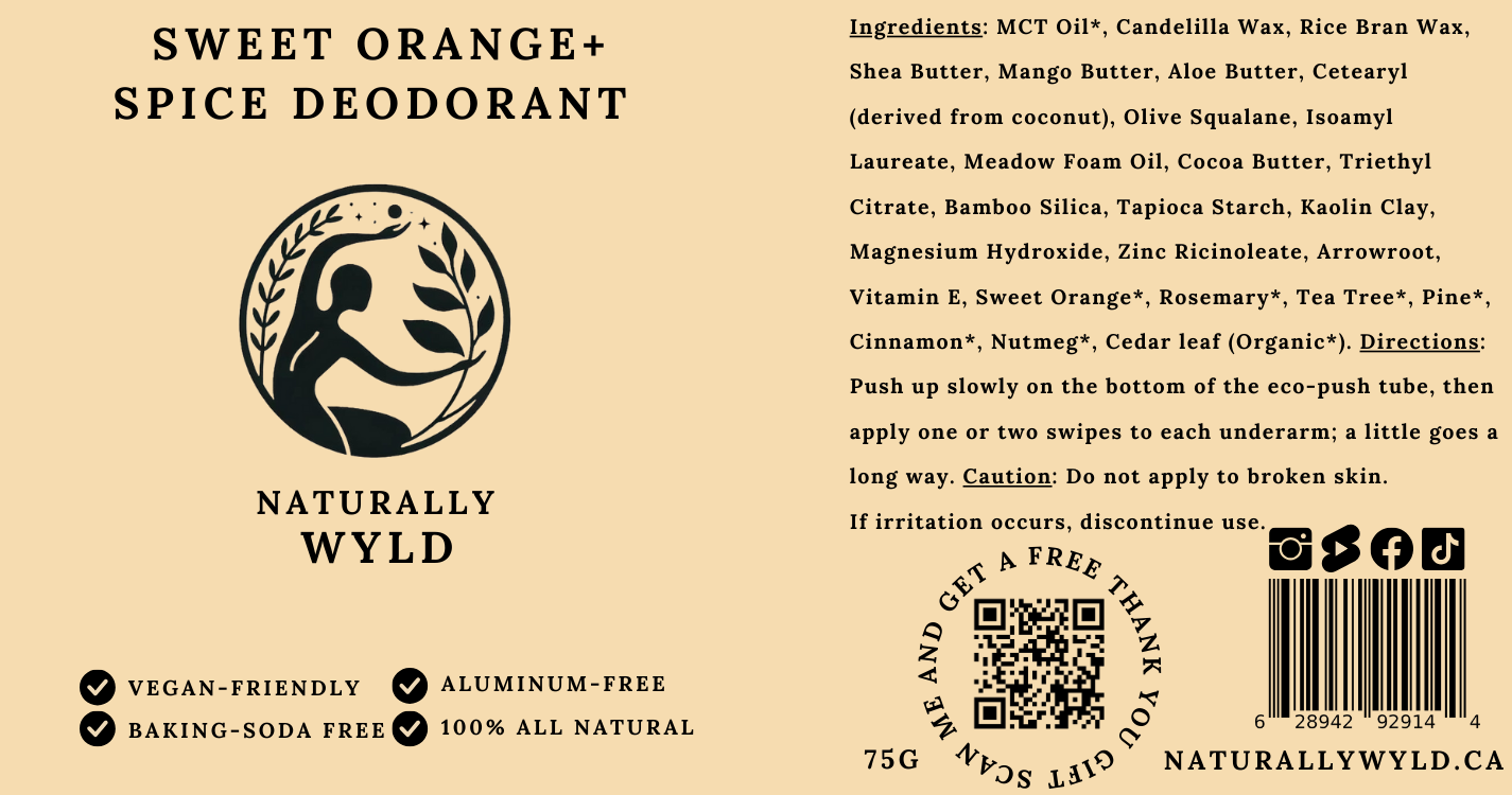 Naturally Wyld - Wholesale Deodorant - Unisex - Sweet Orange + Spice Natural Deodorant:Aluminum-Free, Vegan.1