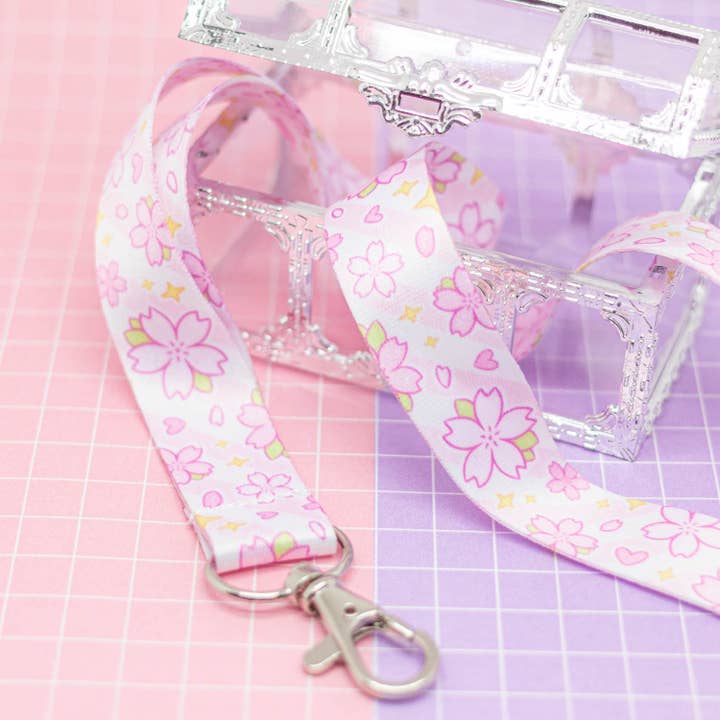 Moonlume – wholesale Lanyard – Women’s – Cherry Blossom pastel pink lanyard with lobster clasp3