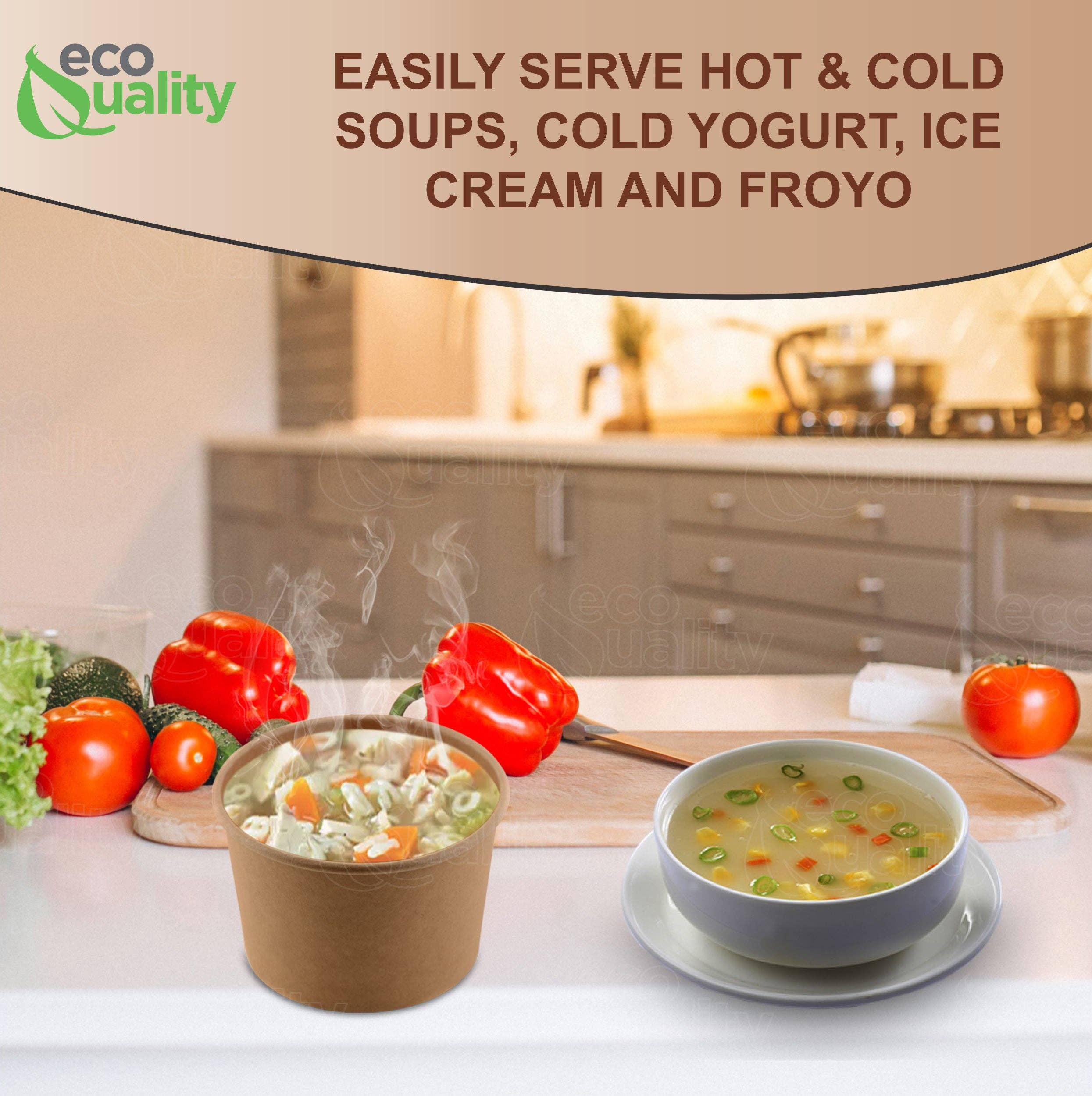 EcoQuality - Wholesale Disposable Cup - 8oz Disposable Kraft Paper Food Soup Cup Ice Cream Yogurt6
