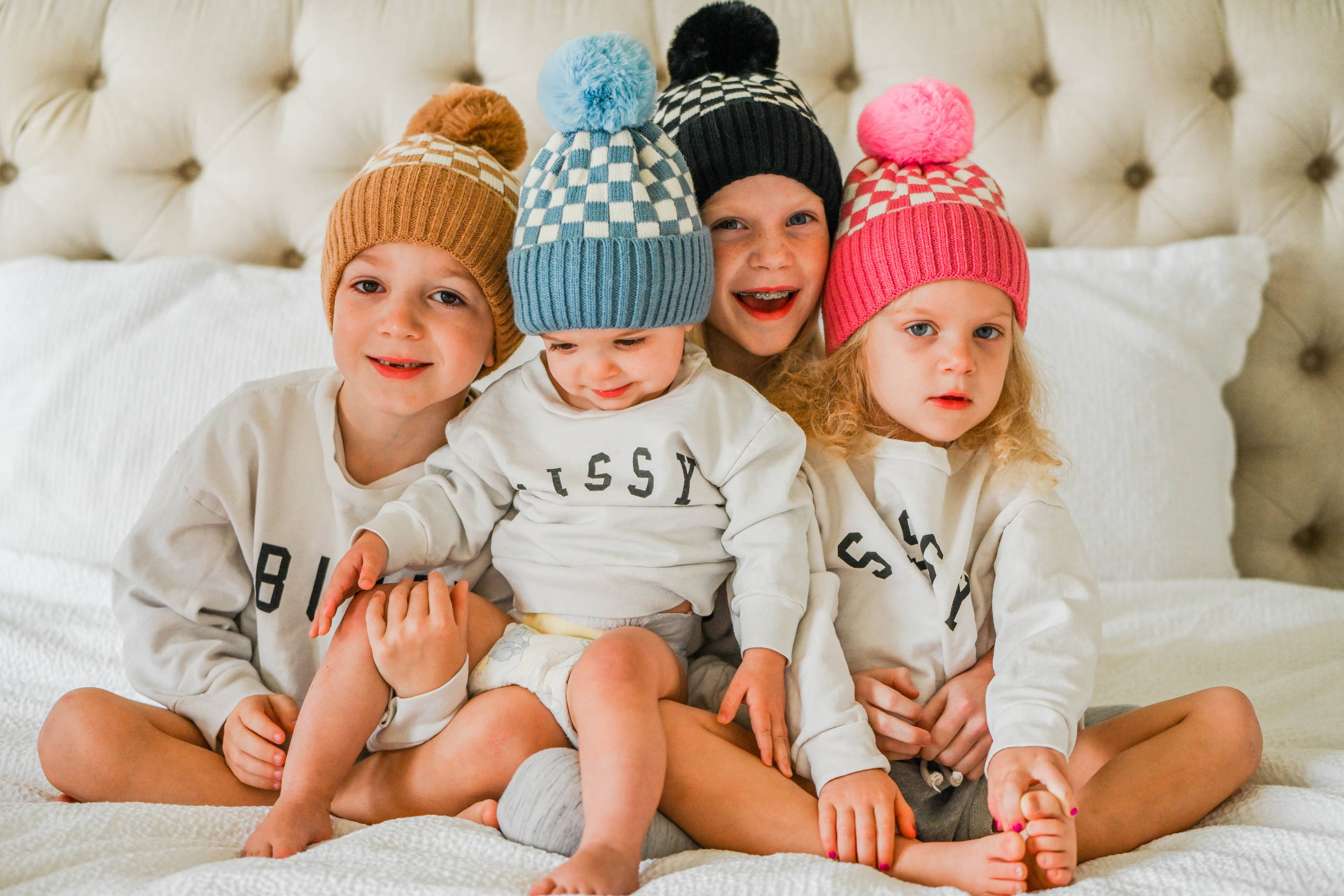 Bubu - Vendita all'ingrosso Berretto - Bambini - BERRETTO CHECKER POM - NERO5